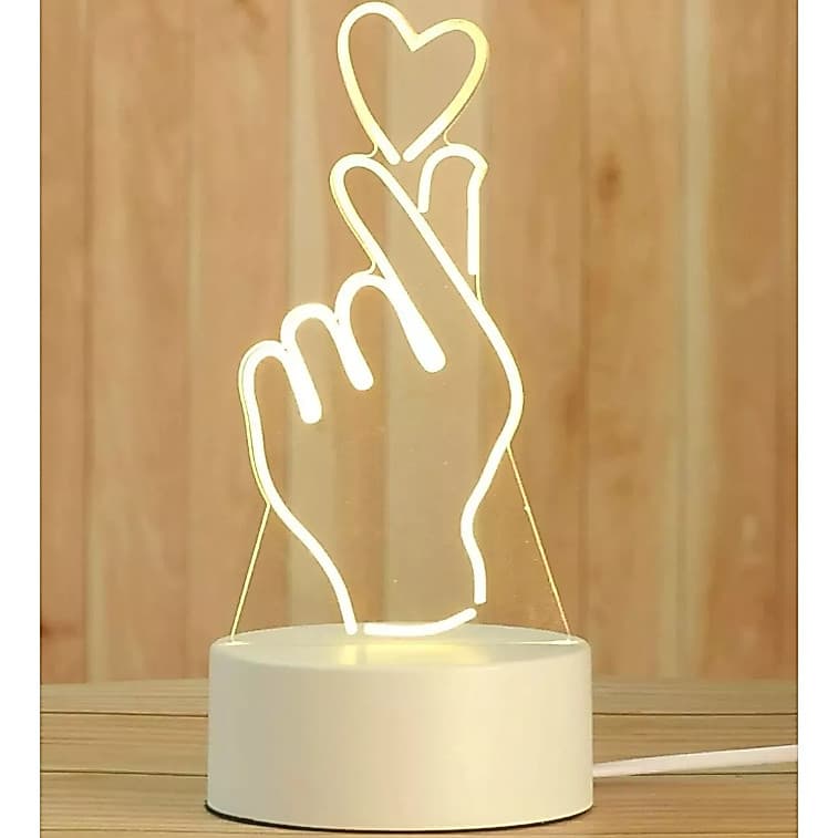 Luminaria Led 3d Abajur 4w bivolt  Acrilico 3cores Coração Coreano