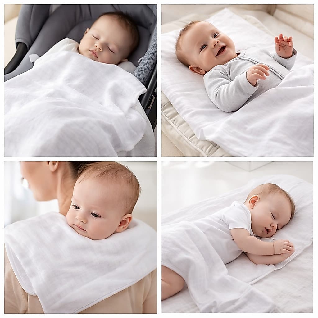 Fralda de Pano Bebê Luxo Minasrey Kit 5 Unidades 100% Algodão Duplo 70x65cm Recém-Nascido Enxoval Macia Lavável