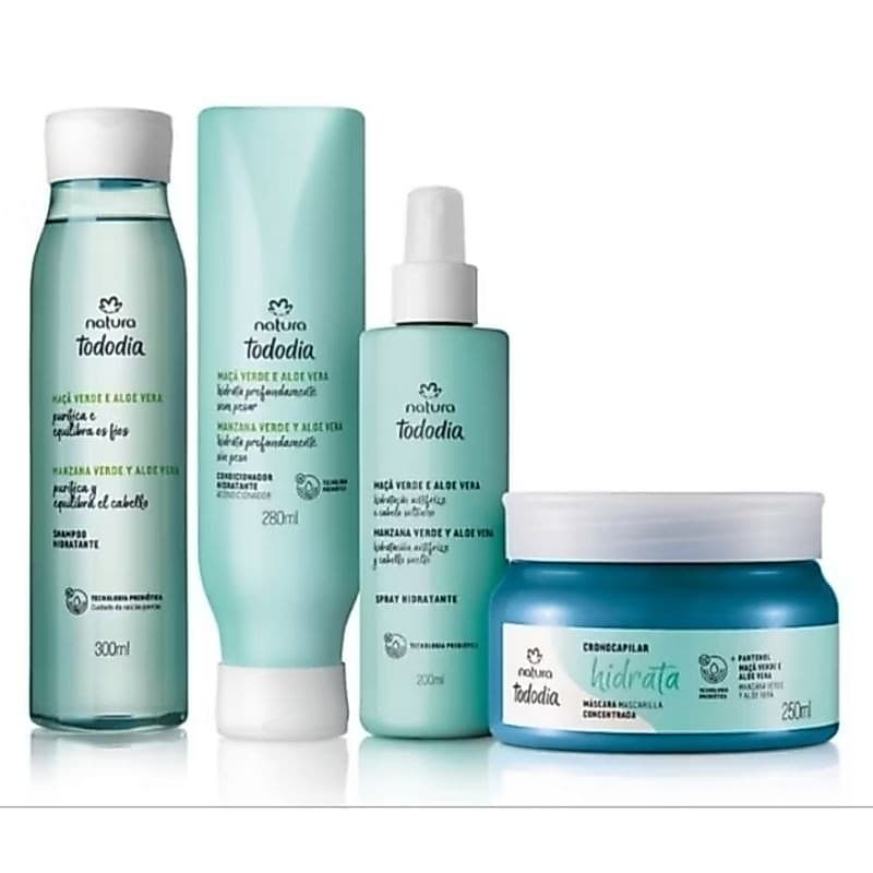 kit C/3 de shampoo, condicionador e spray hidratante 250ml natura