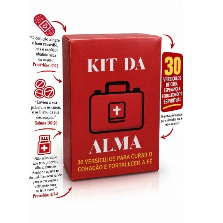 10 Kit da Alma 30 Versículos para Curar o Coração e Fortalecer a Fé caixa vermelha kit primeiros socorros da alma