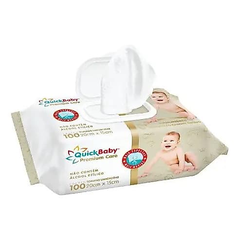 Lenço/toalha Umedecida Quick Baby Premium Care C/ 100 Unid.