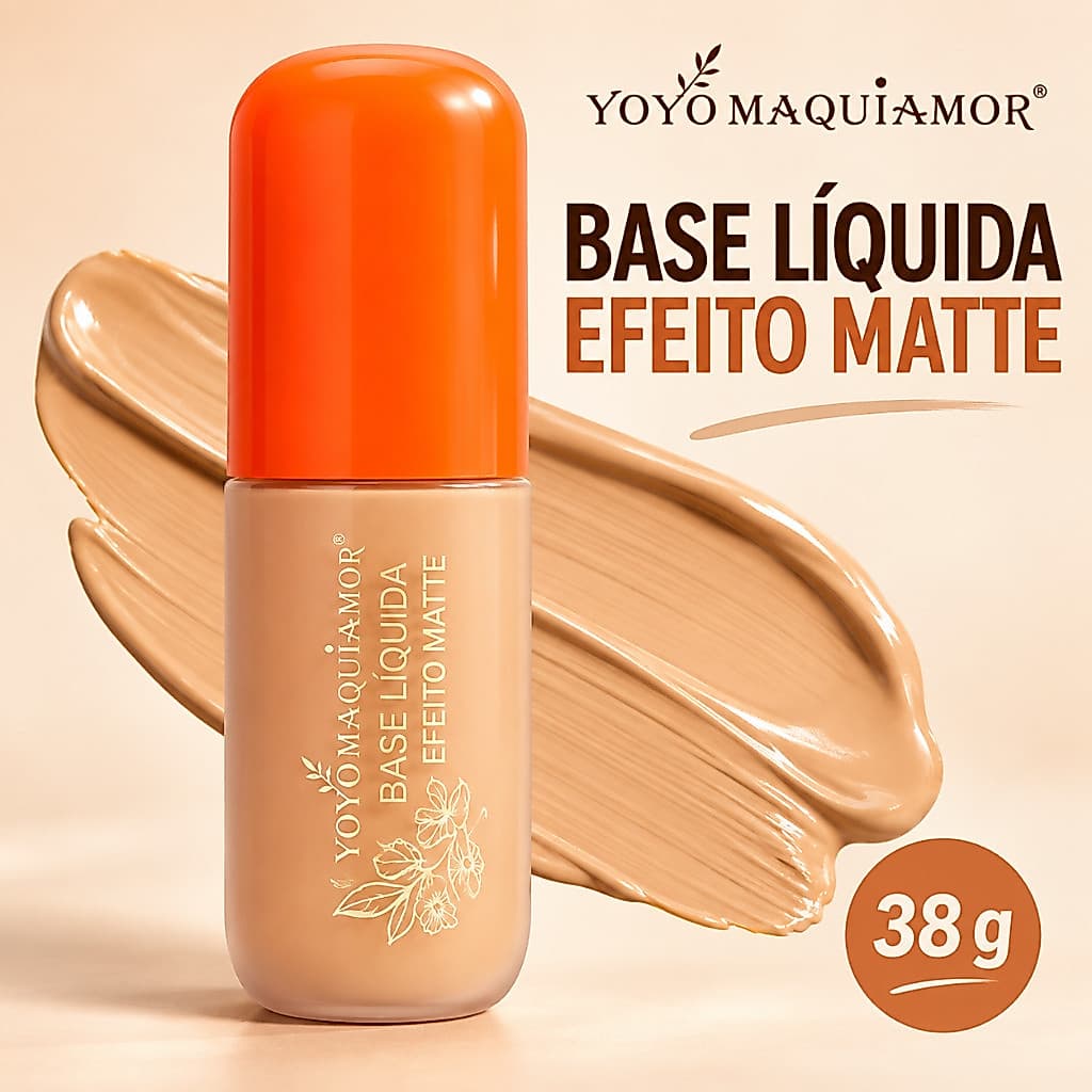 Base Líquida Facial Yoyomaquiamor 38g Efeito Matte para Maquiagem do Rosto com 6 Tons à Escolha