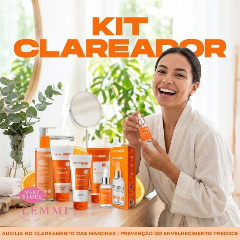 🖤🔥 BLACK FRIDAY | Kit Skincare Dermachem Vitamina C – Clareador e Anti-Idade para Cuidados Faciais 🍊✨