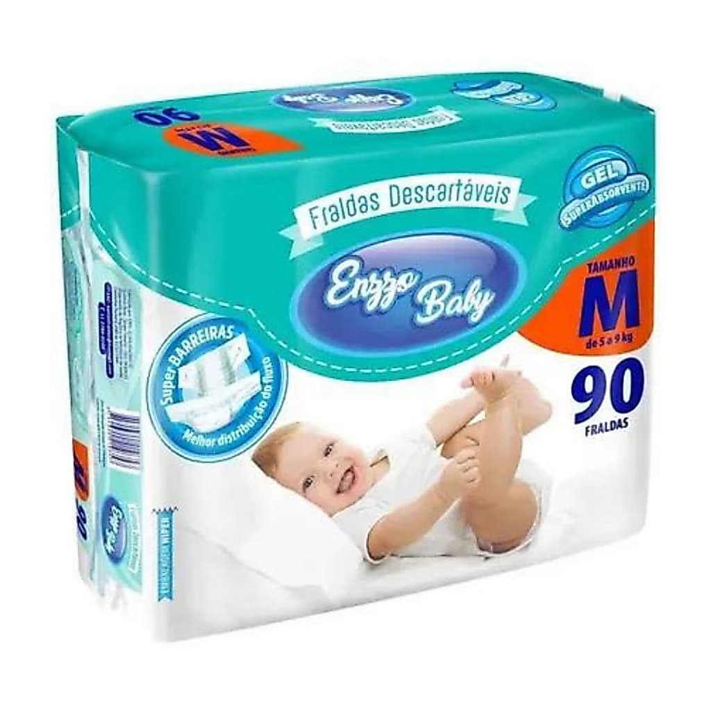 Fralda Enzzo Baby Tamanho M Pacotão 90 Unidades - Proteção e Economia