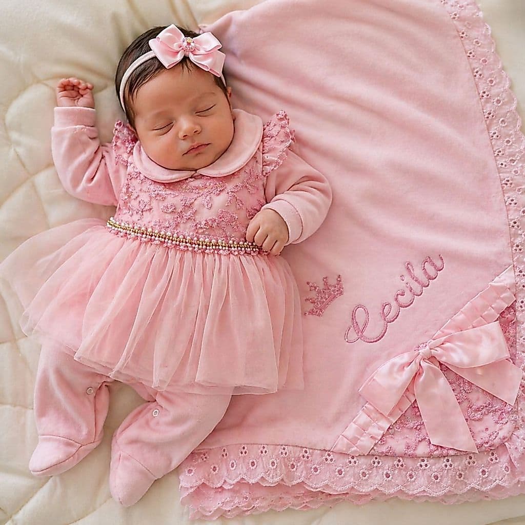 Kit Saida Maternidade Para Menina Personalizada Luxo Vermelha Rosa Bebe Lilas Rosé