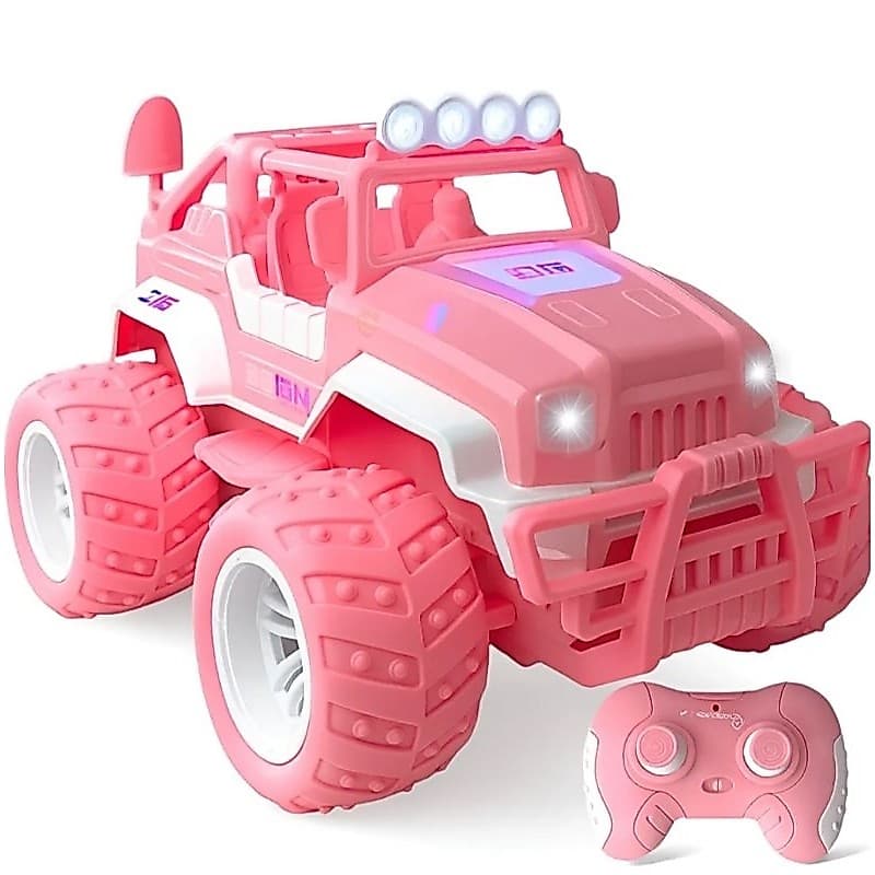 Carrinho Controle Remoto Jipe Rosa Para Menina Off Road
