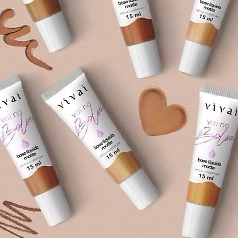 Base Líquida Matte Vivai Vai Na Boa 18ml Cobertura Natural