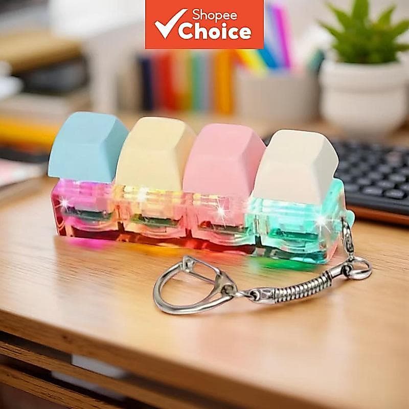 Teclado Mecânico 4/9 Teclas Testador de Eixo LED Brinquedo Teclado Botão de Alívio de Estresse DIY Fidget Keychain