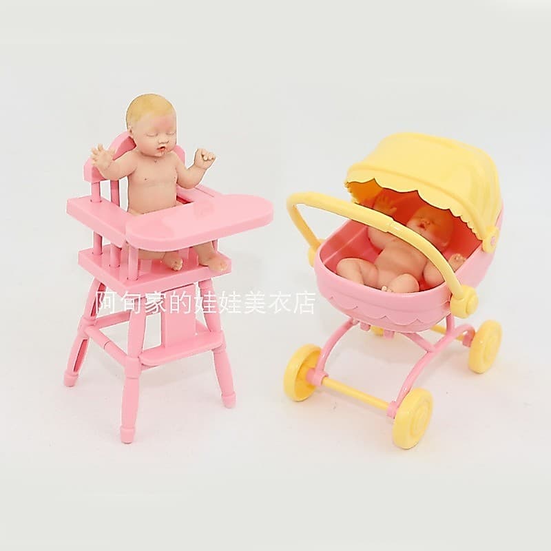 Zuru bebê bola 5cm bola de bebê roupas de bebê palma vestir-se boneca de vinil cadeira de jantar do bebê carrinho menina