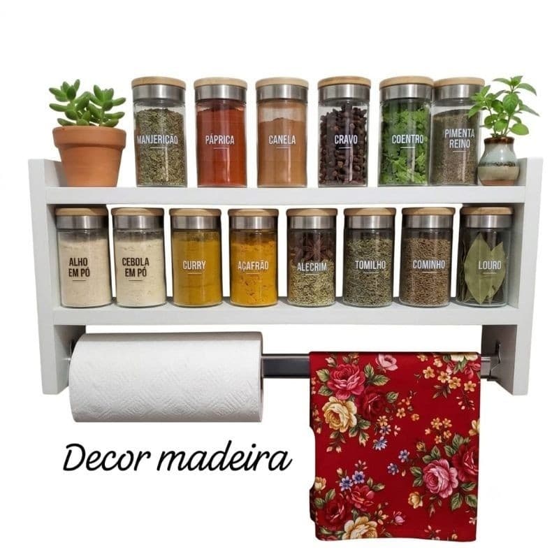 Nicho Porta Tempero Multiuso 100% MDF organizador de cozinha 48cm