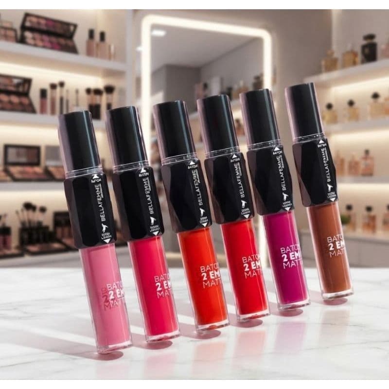 Batom 2 em 1 Matte Bella Femme Batom Líquido e Batom em Bastão/Retrátil