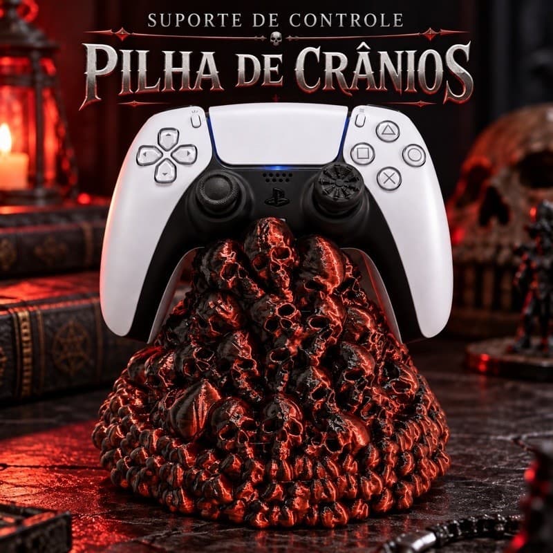 Suporte para Controle de Videogame Caveiras Decorativo Gamer PS4 PS5 Xbox Organizador de Mesa