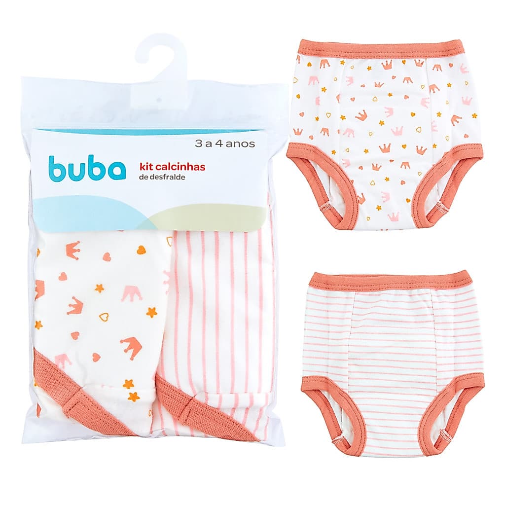 Kit 2 Calcinhas Para Desfralde Treinamento Infantil Buba 3 a 4 anos Calcinha Impermeável Para Xixi