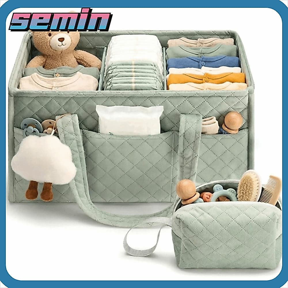 Cesta De Armazenamento De Berçário SEMIN , Organizador De Fraldas Para Bebês Recém-Nascidos De Grande Capacidade , Com B
