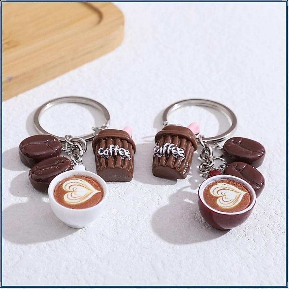FAYSHOW 2 Pcs Chaveiro De Xícara De Café , Charme De Grão De Tamanho Mini De Plástico , Pingente De Saco Leve Em Forma