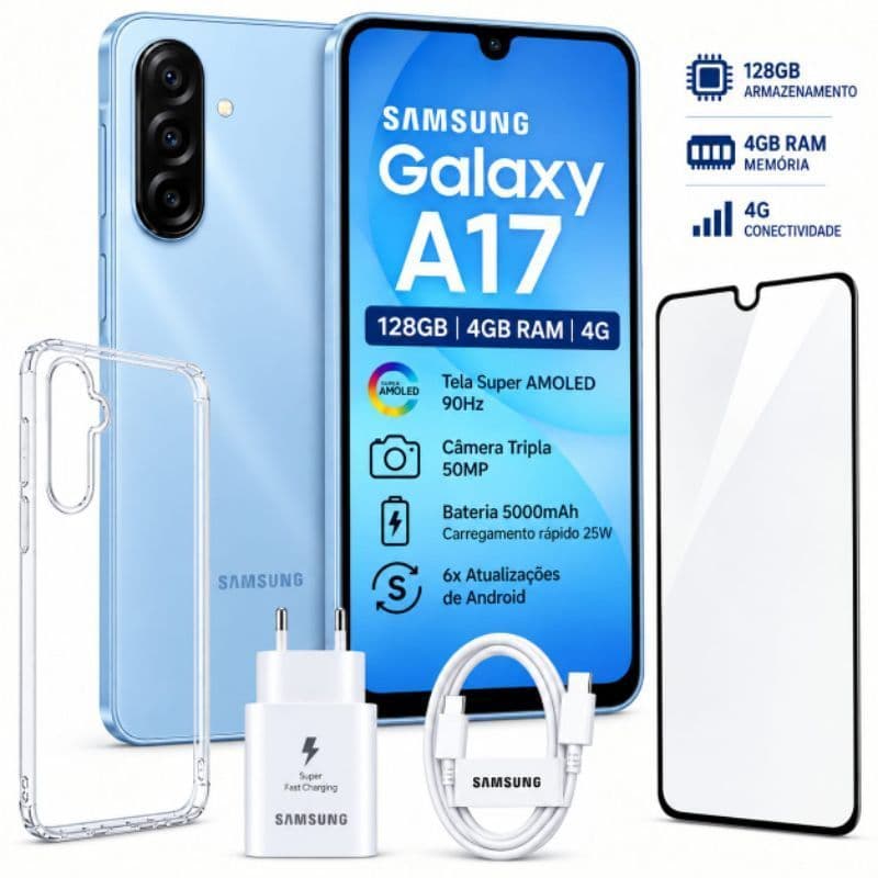 Celular Samsung Galaxy A17 128gb 4GB RAM 4G | Novo e Lacrado | Envio com Nota Fiscal