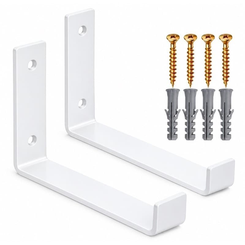 Suportes Mão Francesa Invertida 20cm Preto/Branco Suporte de Parede Super Resistente Prateleira Aço Reforçado