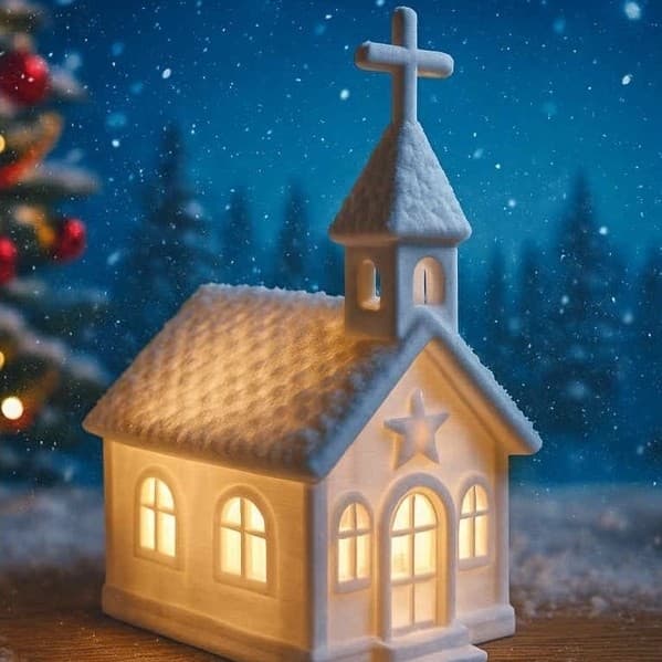 Mini Capela Igreja Luminária LED Para Diorama Presépio Decoração Natal Enfeite Maquete Vila Natalina Casa - Inclui LED!!