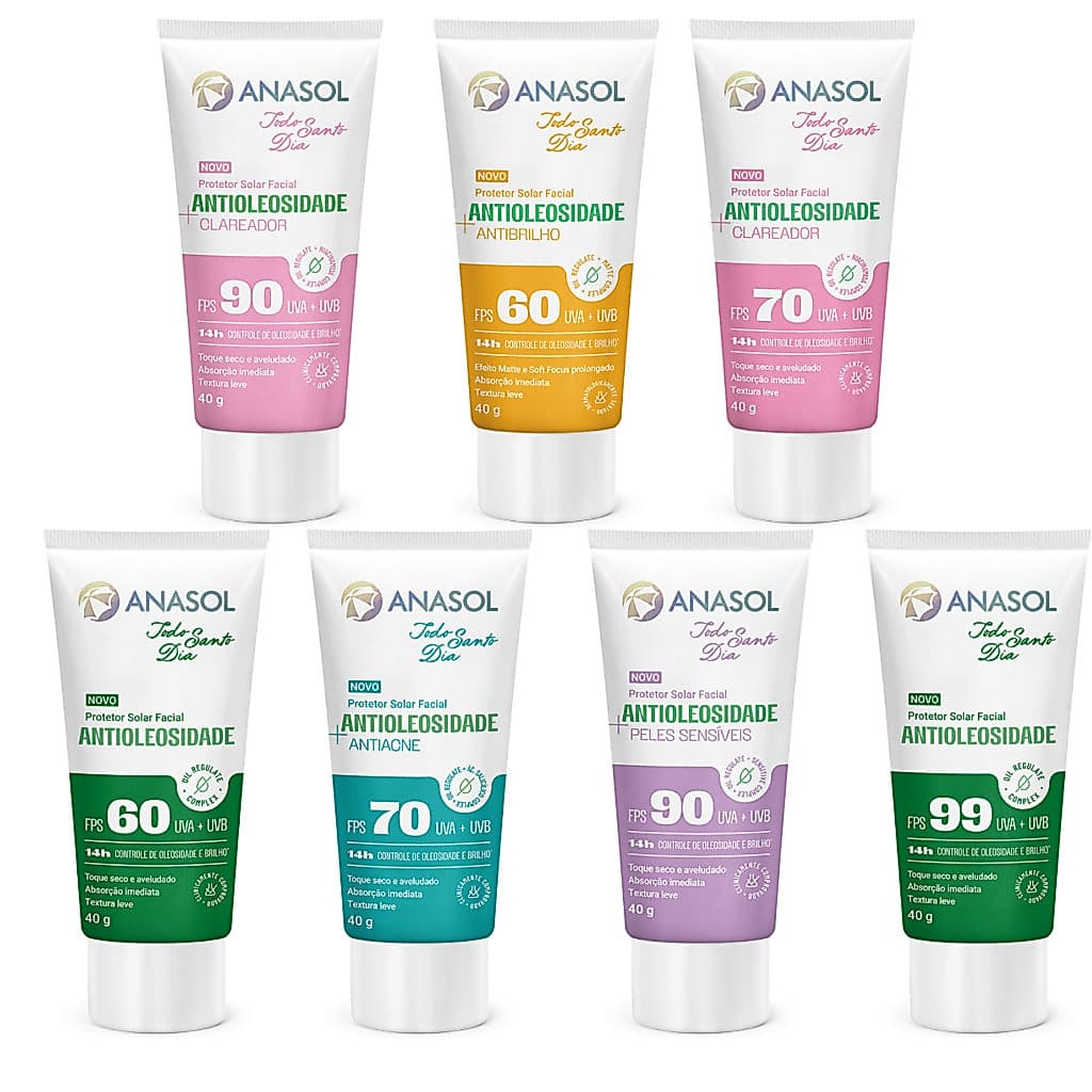 Anasol Protetor Solar Facial Todo Santo Dia TSD Antioleosidade 40g
