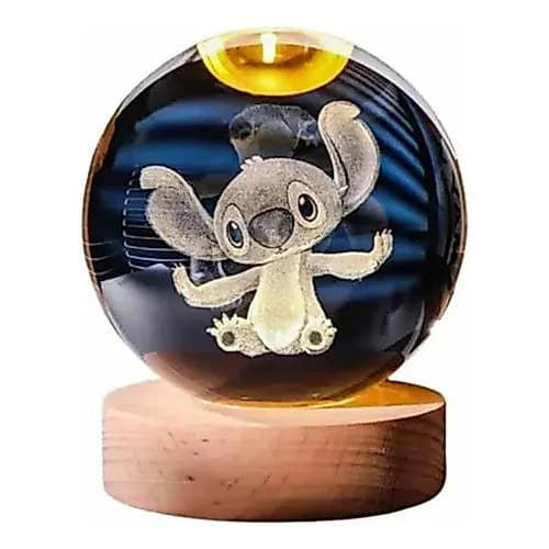 Luminária Stitch Bola De Cristal Abajur Led Mesa Decorativa