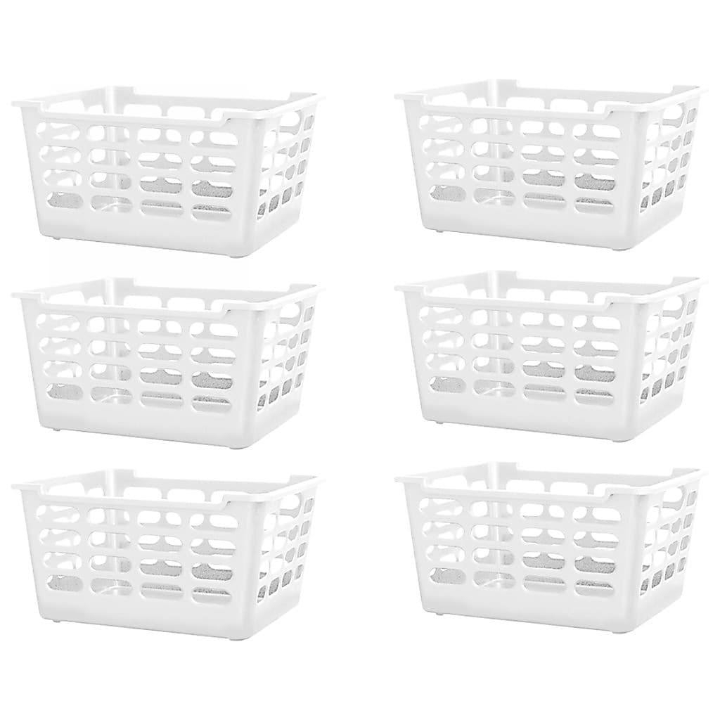Kit 6 Cestos Organizadores Multiuso Atenas Branco Vazado 25x15,5x29,5cm Armário Banheiro Lavanderia