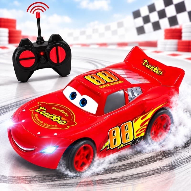 Carrinho de Controle Remoto Relâmpago Mcqueen Com Bateria Recarregável