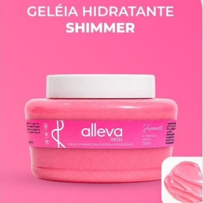 Geléia Hidratante Shimmer Alleva Skin 250ml Geléia Hidratante Corporal Rosa Essência