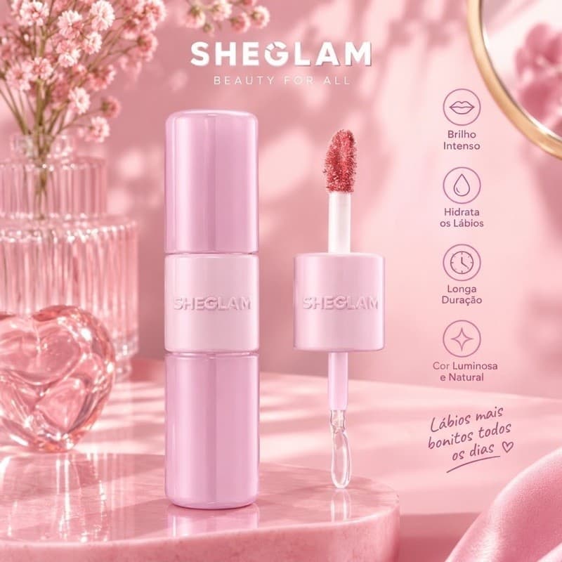 SHEGLAM Matte & Gloss Lip Duo – Batom Líquido 2 em 1 com Efeito Matte e Gloss