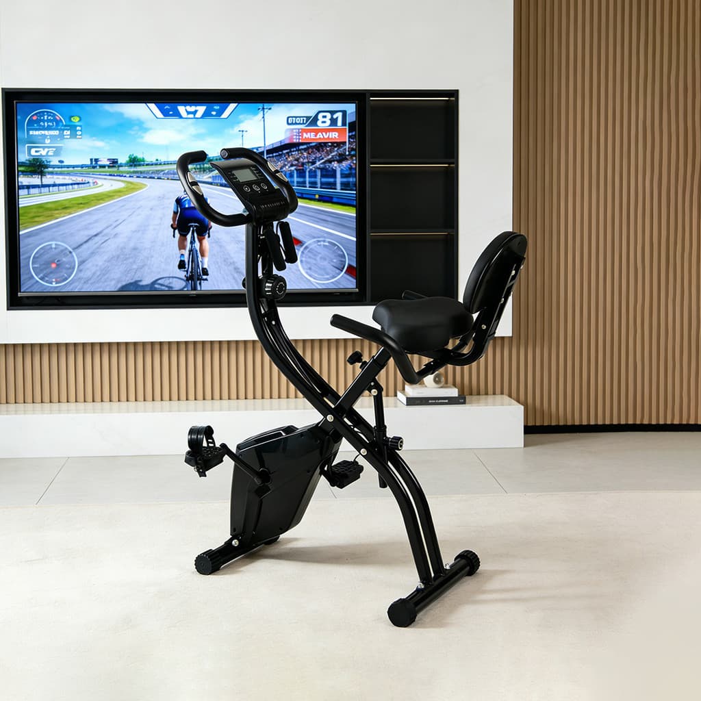 Bicicleta Ergométrica Dobrável Vertical Fitness para Casa Ajustável Compacta