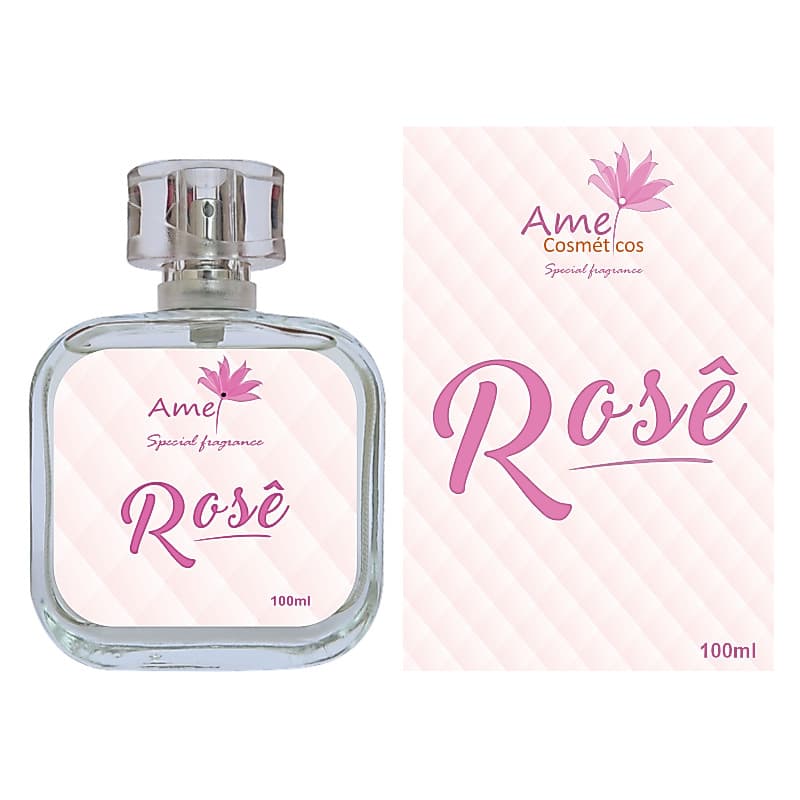 Perfume Rosê Feminino Amei Cosméticos Alta Fixação 33% de Essência Importada EDP