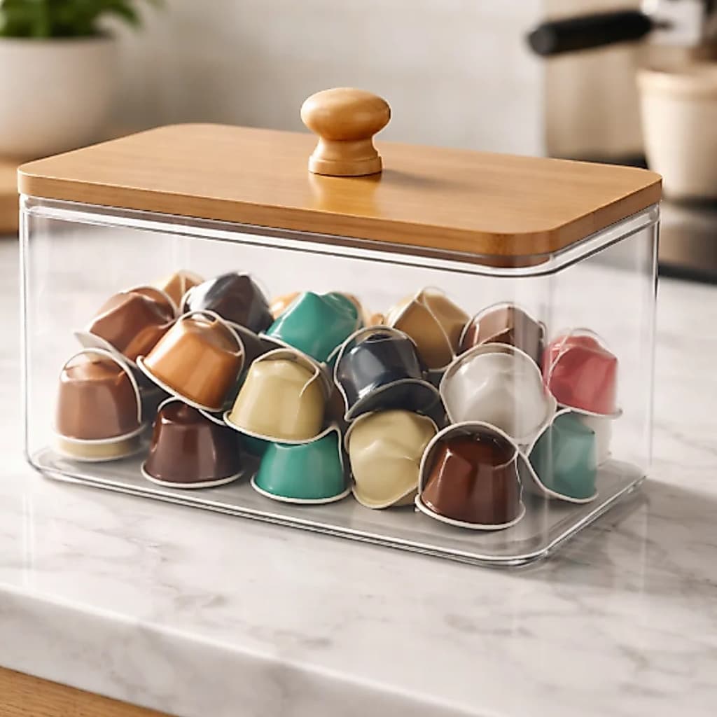 Porta Cápsulas Grande Multiuso Transparente Organizador Prático Resistente Ideal para Café e Diversos Itens do Dia a Dia