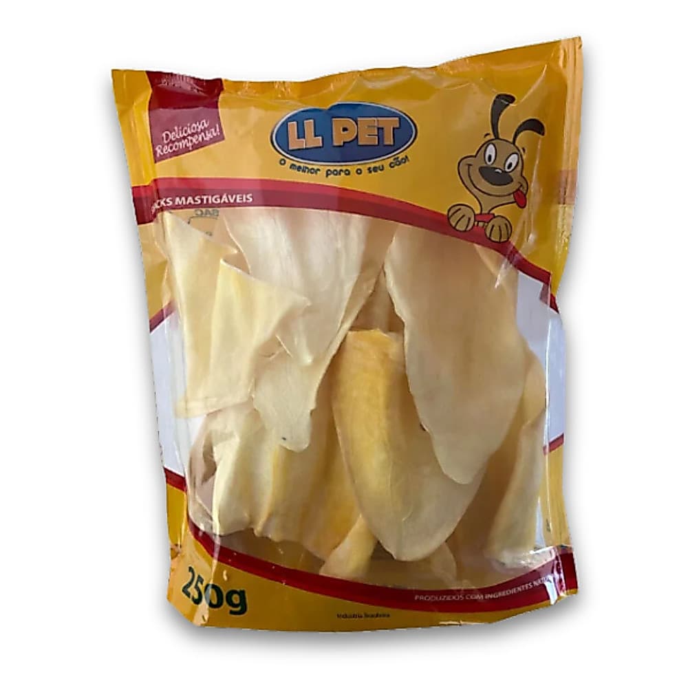 Petisco Natural Para Cães Orelha Bovina Desidratada Mordedor LL PET 250g - KITS C/ 3, C/2 ou UNIT.