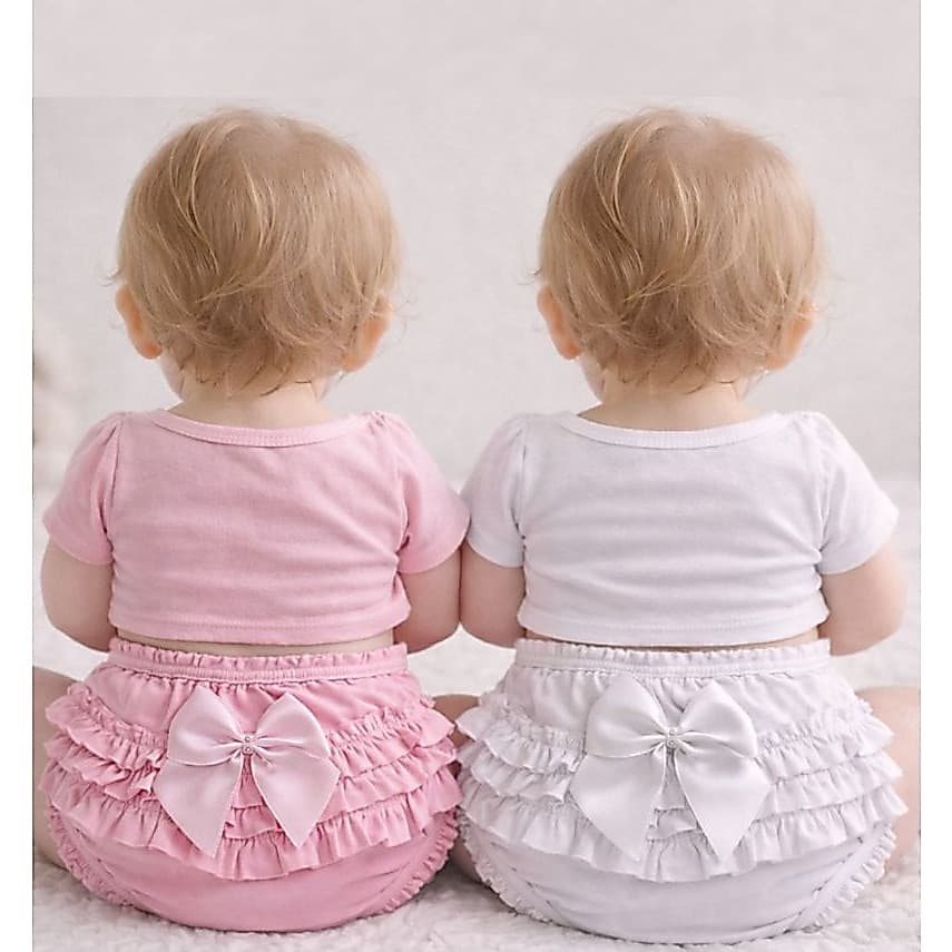 Calcinha Tapa Fralda Bunda Rica Bebê com Laço Rosa Branca Kit ou Unidade