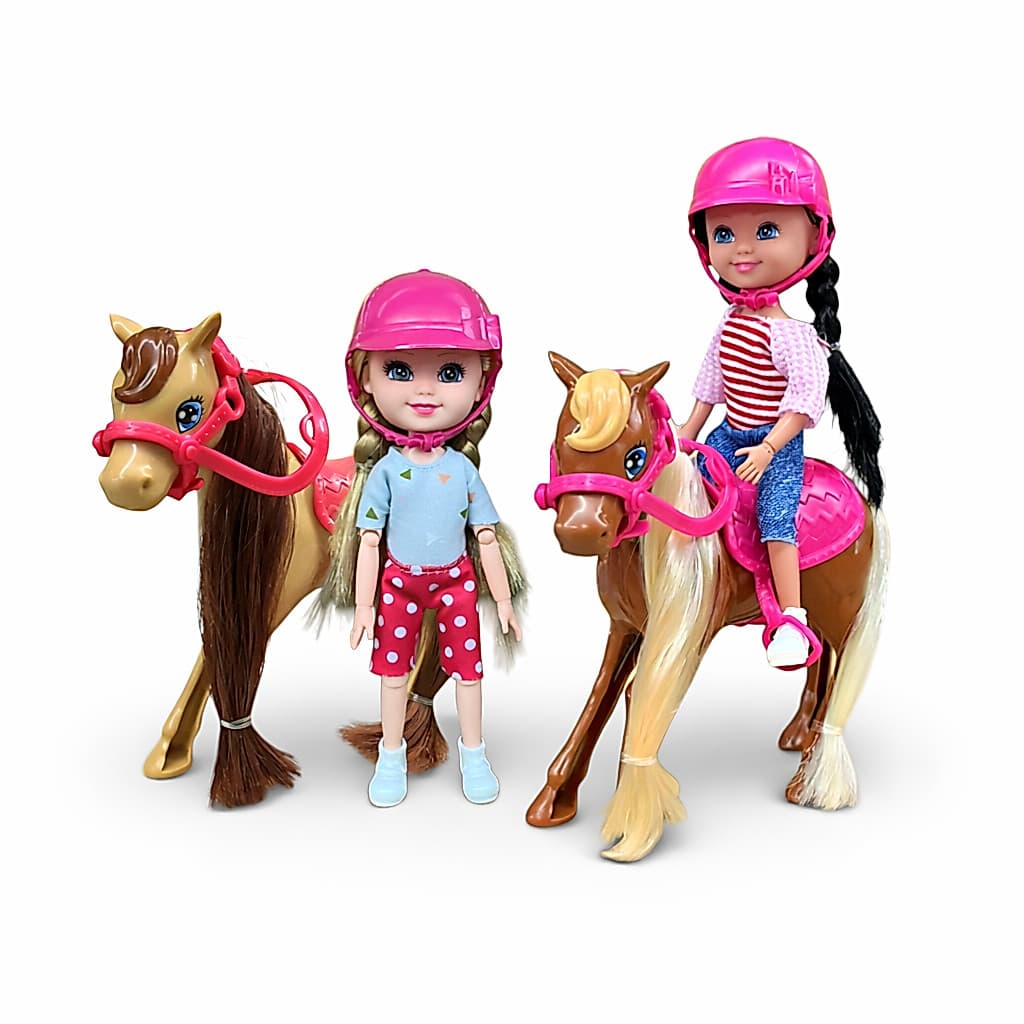 Boneca Hipismo Cavalo Articulada Pente Brinquedo Infantil Equitação