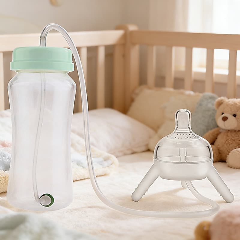 (Envio em até 24 Horas)Orit- Mamadeira  Infantil / Sem As Mãos Com Canudo Longo / Acessório Portátil Simulação De 300ml