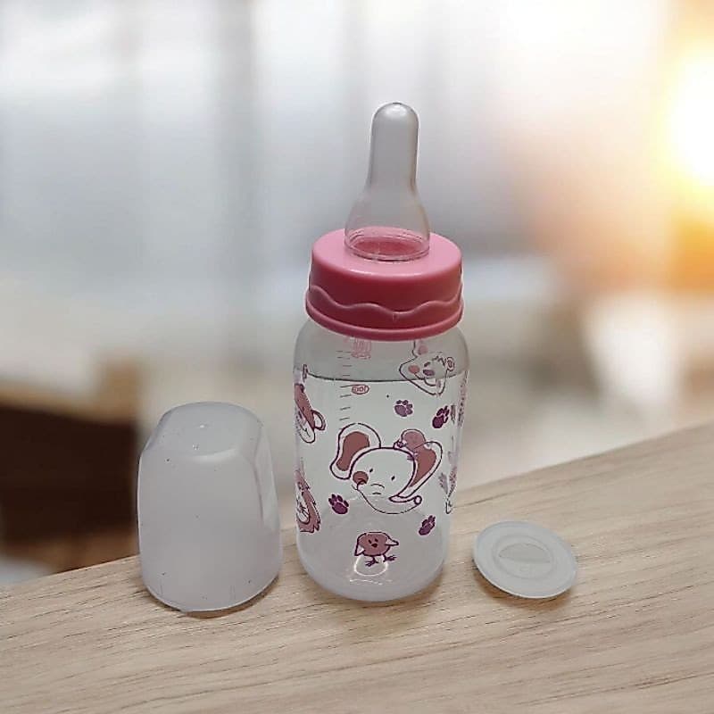 Mamadeira  Pepita Reta Cristal 140ml Cor Rosa Resistente