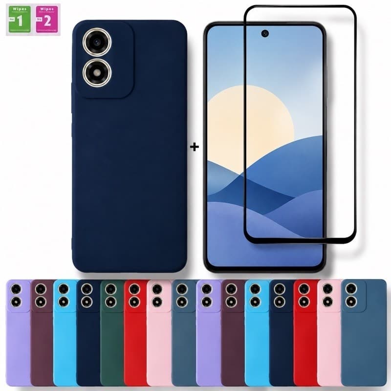 Kit Capa Para Motorola Moto G04 / G04S / E14  + Película De Cerâmica Capinha Aveludada