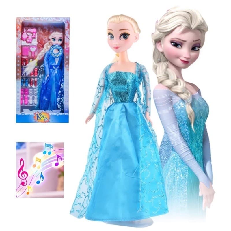 Boneca Frozen Princesa Elsa Musical Articulada kit acessórios 30cm Presente Aniversário
