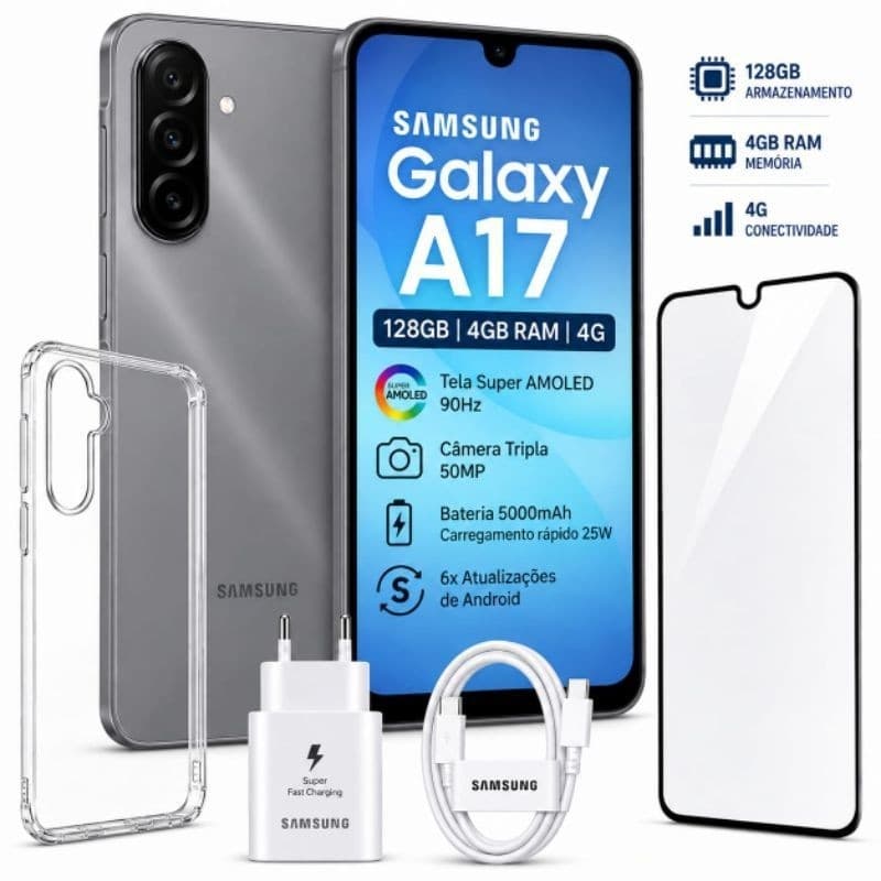 Celular Samsung Galaxy A17 128GB 8GB RAM 4G Novo Lacrado Original envio com Nota Fiscal