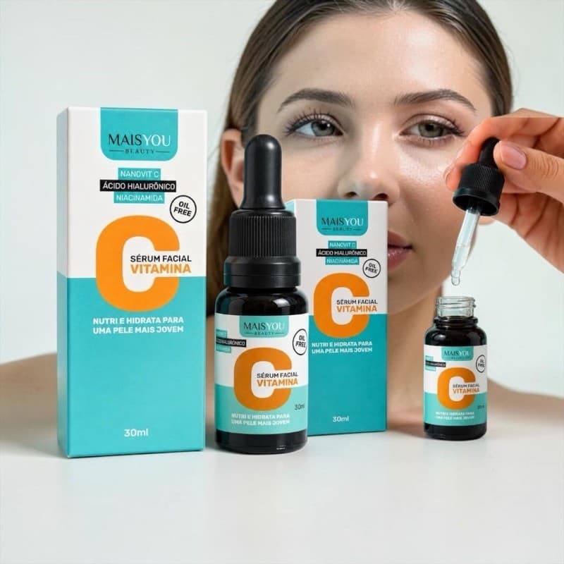 Sérum Facial Vitamina C MAISYOU Beauty Nanovit C Ácido Hialurônico Niacinamida 30ml Sem Óleo