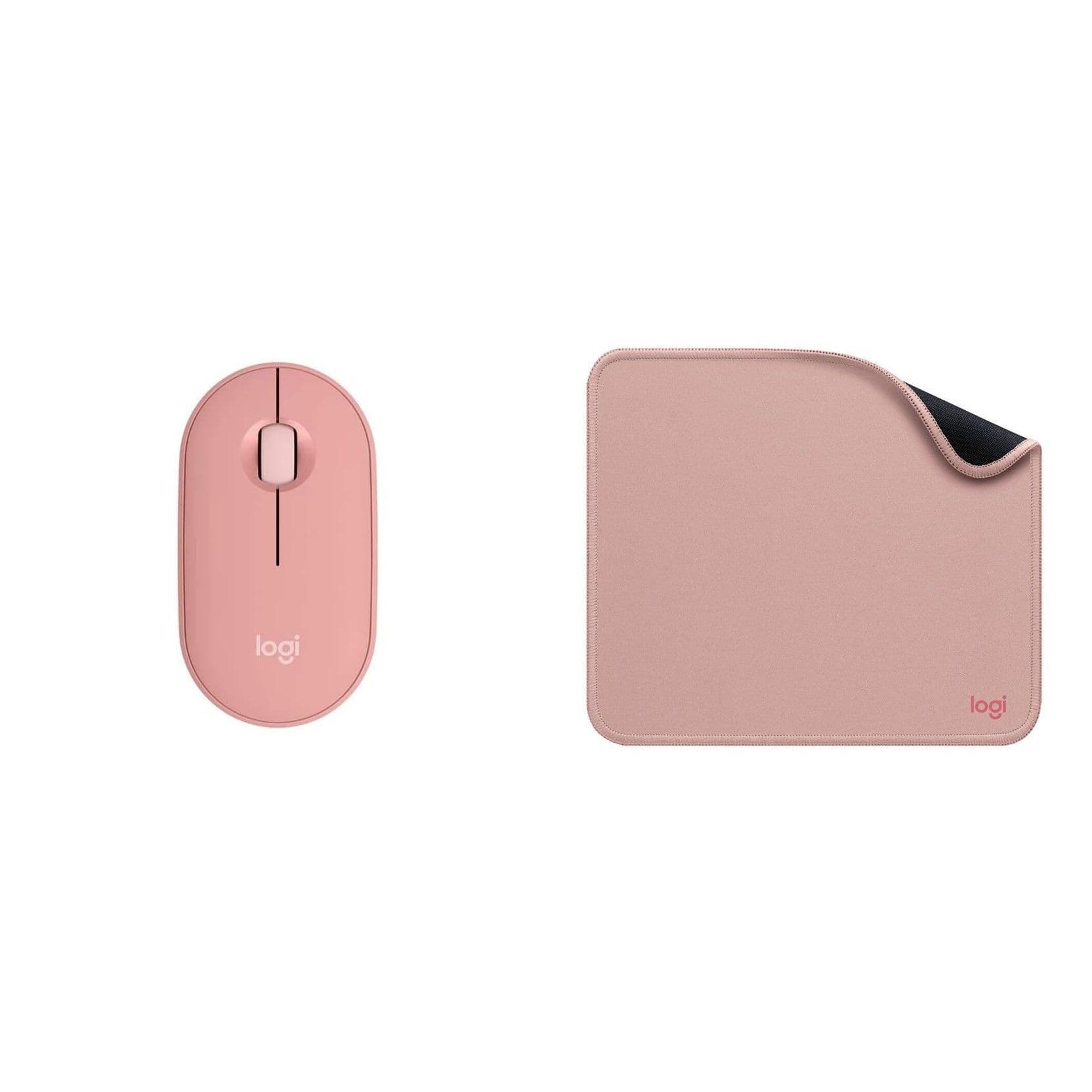 KIT MOUSE LOGITECH M350S SEM FIO BLUETOOTH ROSA + MOUSE PAD STUDIO SERIES ROSA