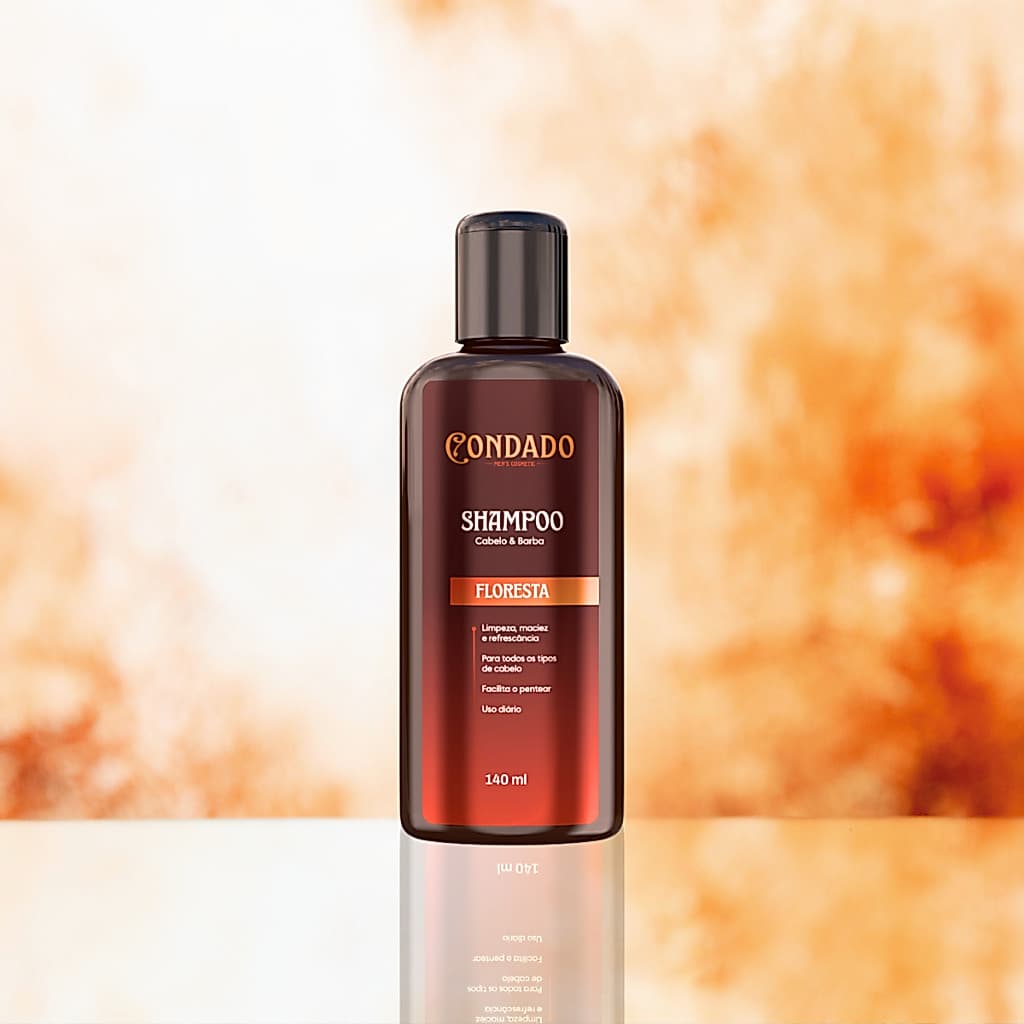 Shampoo Condado Floresta 140 ml Barba Cabelo Bigode Refrescante Hidratante Maciez Masculino