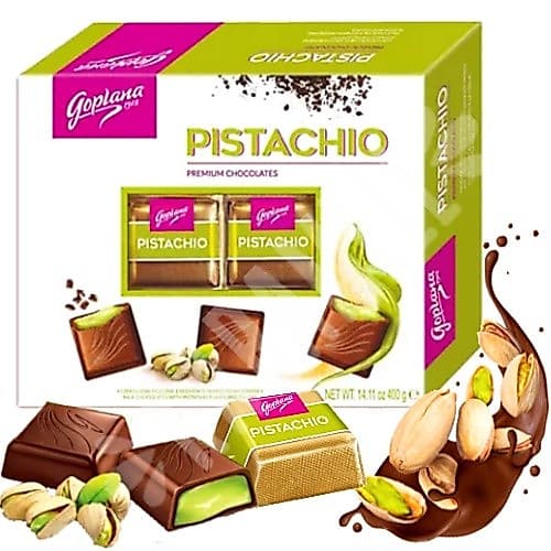 Chocolate Importado Goplana Pistache Premium 400 g – Bombons Europeus da Polônia, Presente Gourmet Luxo
