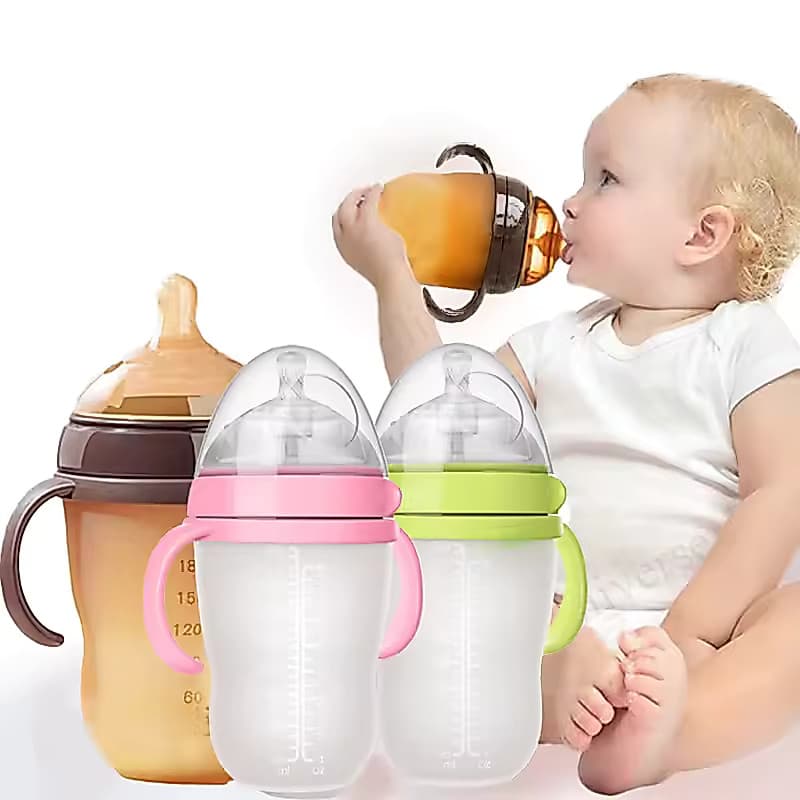 Mamadeira de Silicone Nano 240ml – Ideal para Desmame de Bebês 0 a 3 Anos, com Alça Ergonômica