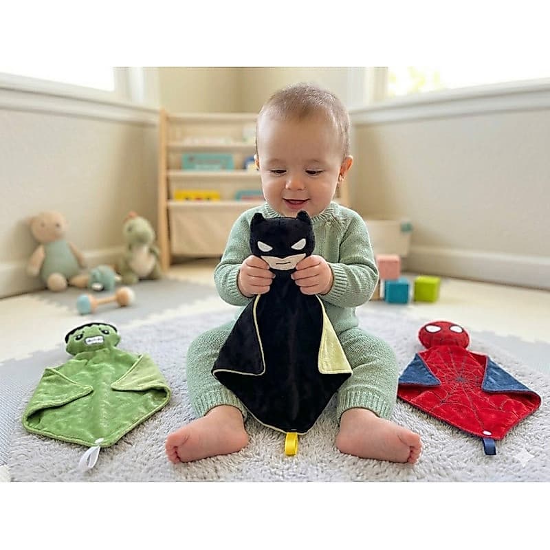 Naninha Batman Super Heróis com Prendedor de Chupeta para Bebê - 3 PEÇAS