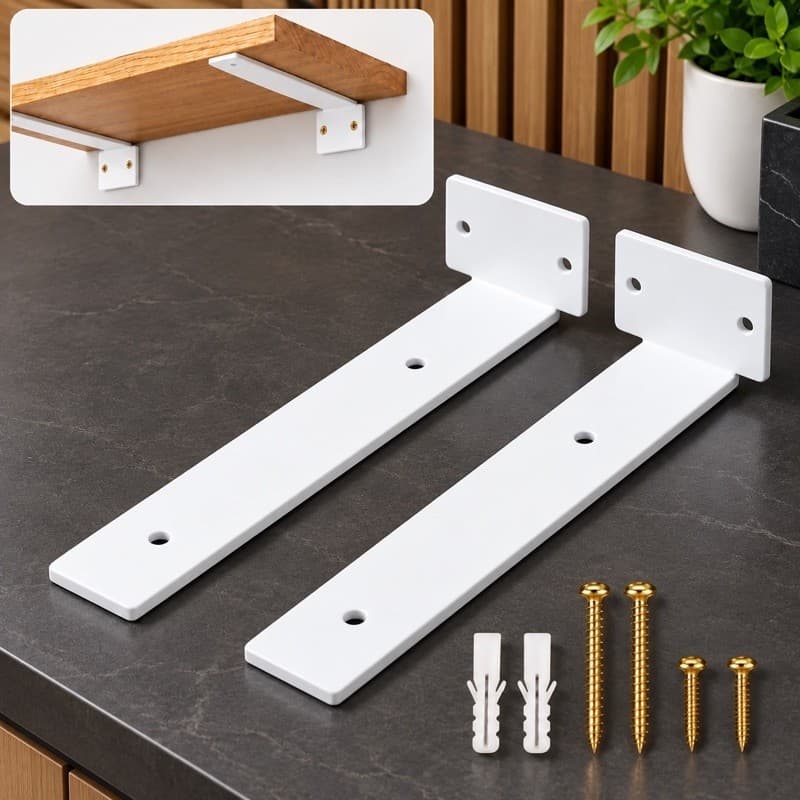 Suportes Mão Francesa 15cm 2/4/6un Branco Cantoneira Invertida Invisível Suporte Prateleira Parede Aço Super Resistente
