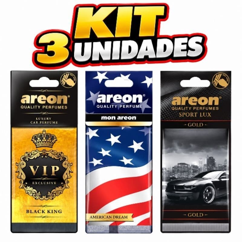 kit areon 3 unidades aromatizante para carro