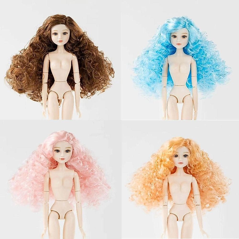 Cabeça De Boneca De Maquiagem , Corpo Supermodelo De Cabelo Encaracolado Móvel Articulado , Olhos De Vidro 1/6 Colorido