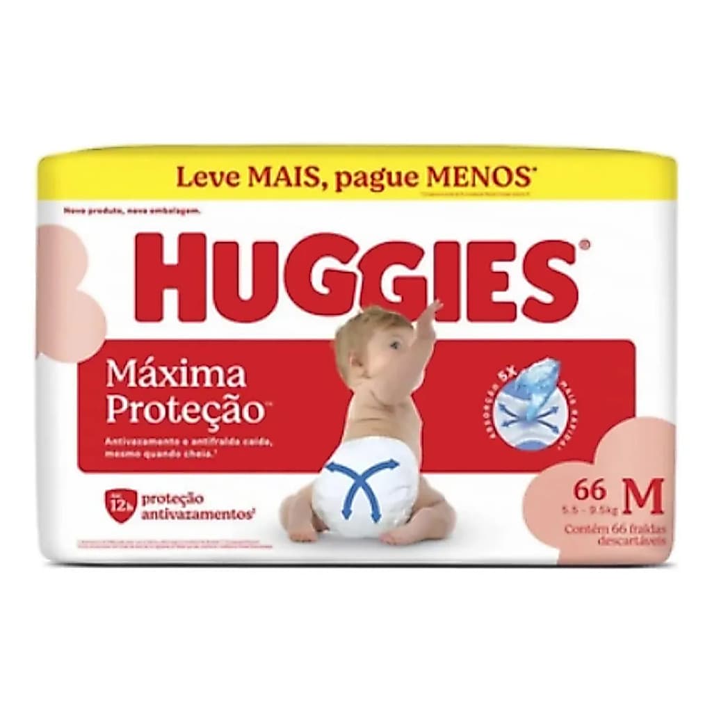 Fralda Huggies Supreme Care M 66 Unid Sem Gênero - unissex - fralda descartável infantil