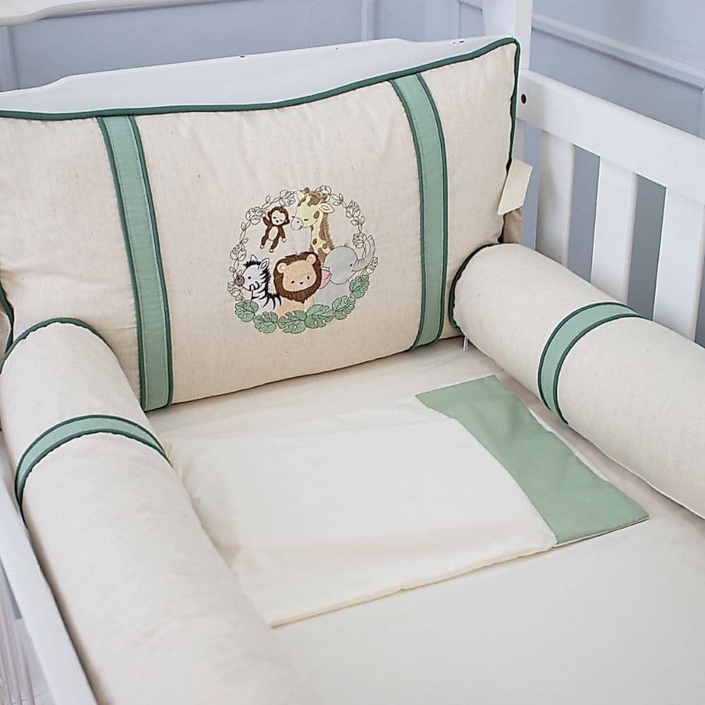 Kit Berço Americano Safari Savana Bichinhos Linho Luxo 100% Algodão Menino Enxoval de Bebê